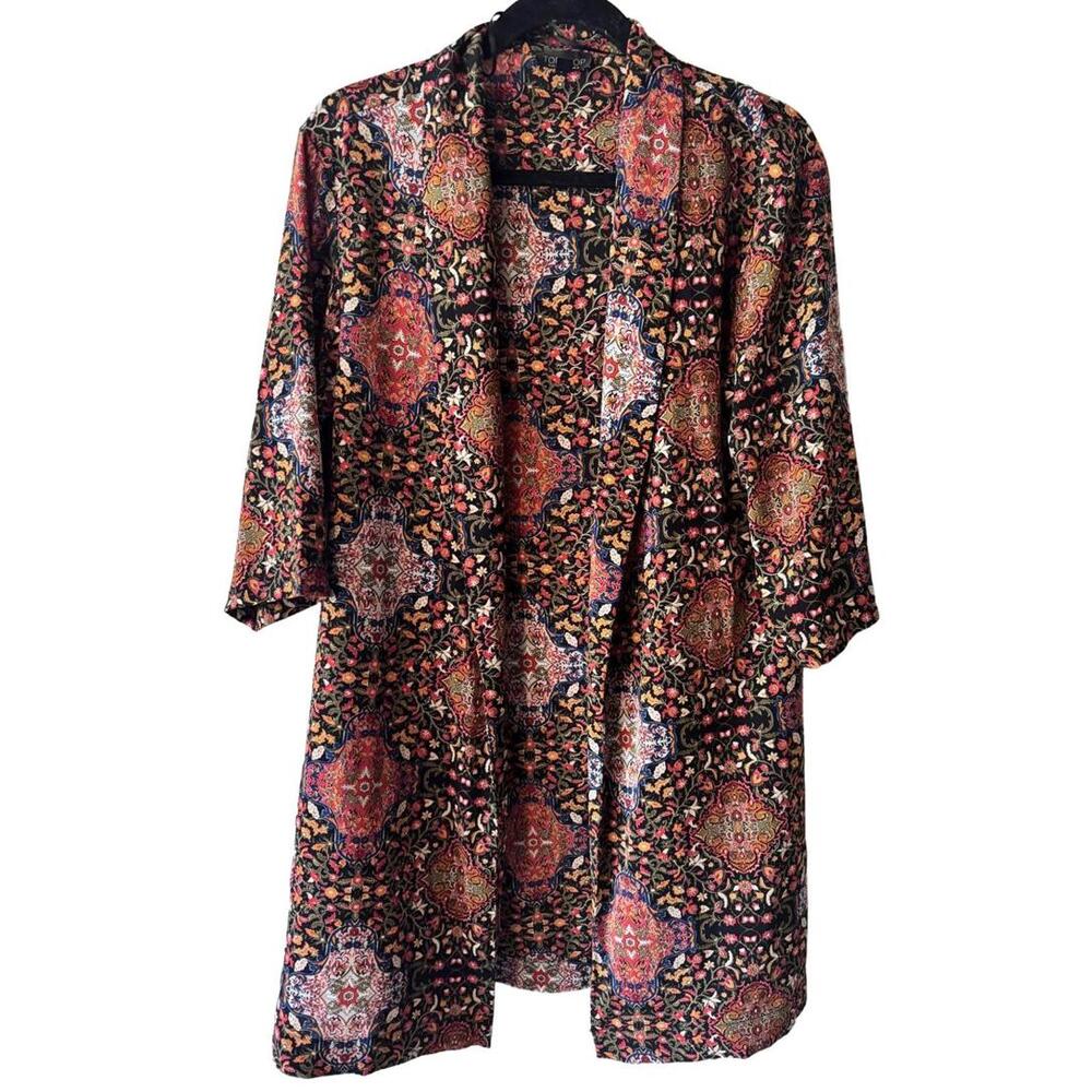 Topshop Mosaic Printed Open Kimono Aztec Boho Size US 2